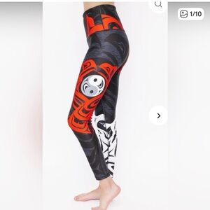 Nominou Black and Red  Capri Leggings Eagle and Raven Yin Yang XS Canada Made
